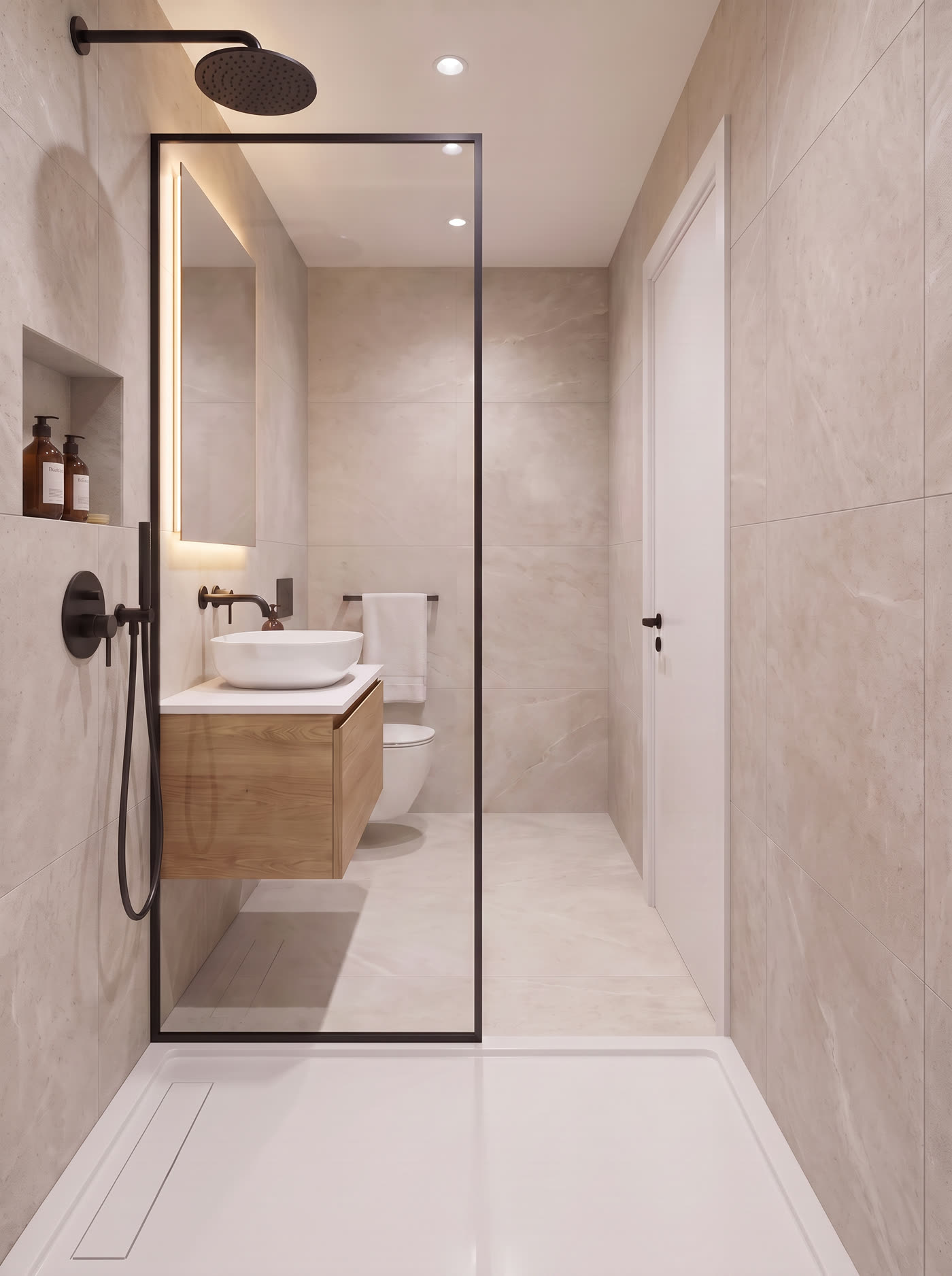 Render del baño de servicio